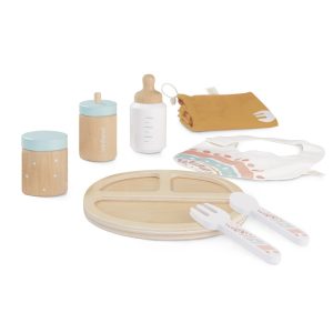 Doll wooden feeding set