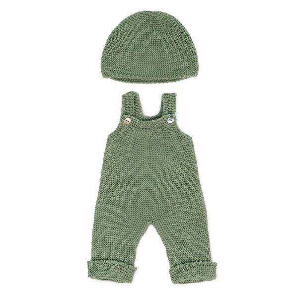 Knitted Doll Outfit Overall & Beanie Hat 38 cm