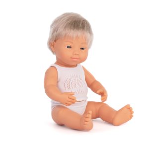 Baby Doll Blonde Caucasian Boy with Down Syndrome 38 cm