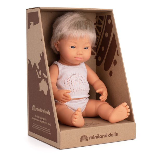 Baby Doll Blonde Caucasian Boy with Down Syndrome 38 cm - Bild 2