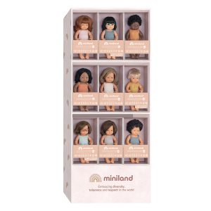 Display for 38 cm dolls in retail box, colorful edition