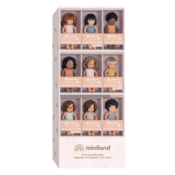 Display for 38 cm dolls in retail box, colorful edition